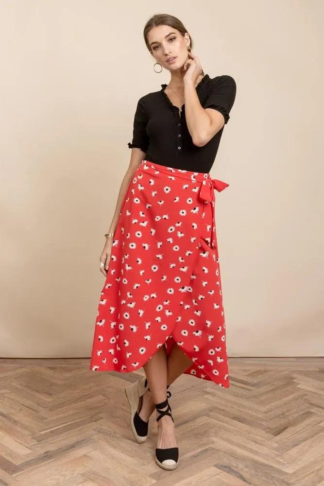 Sweet Daisies Faux Wrap Skirt