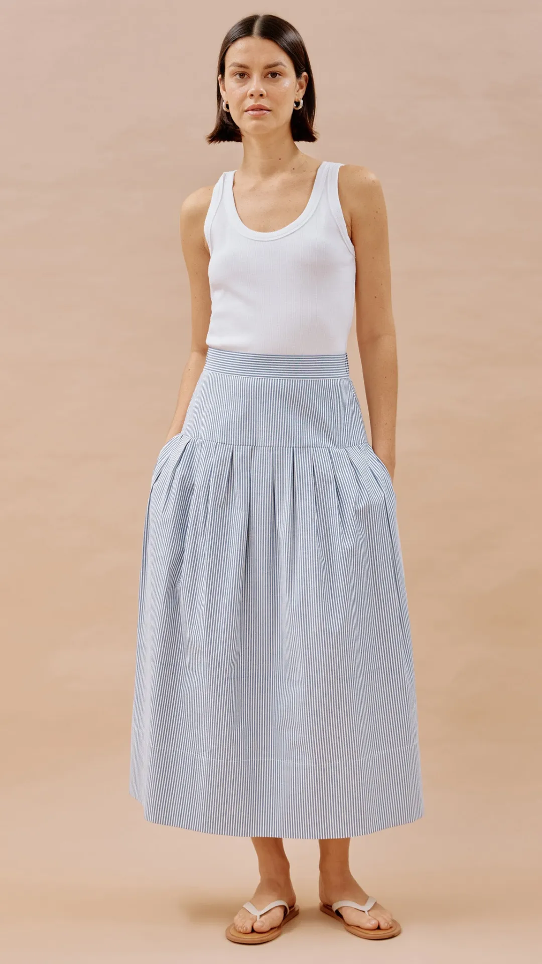 Ticking Stripe Drop Waist Skirt by Albaray