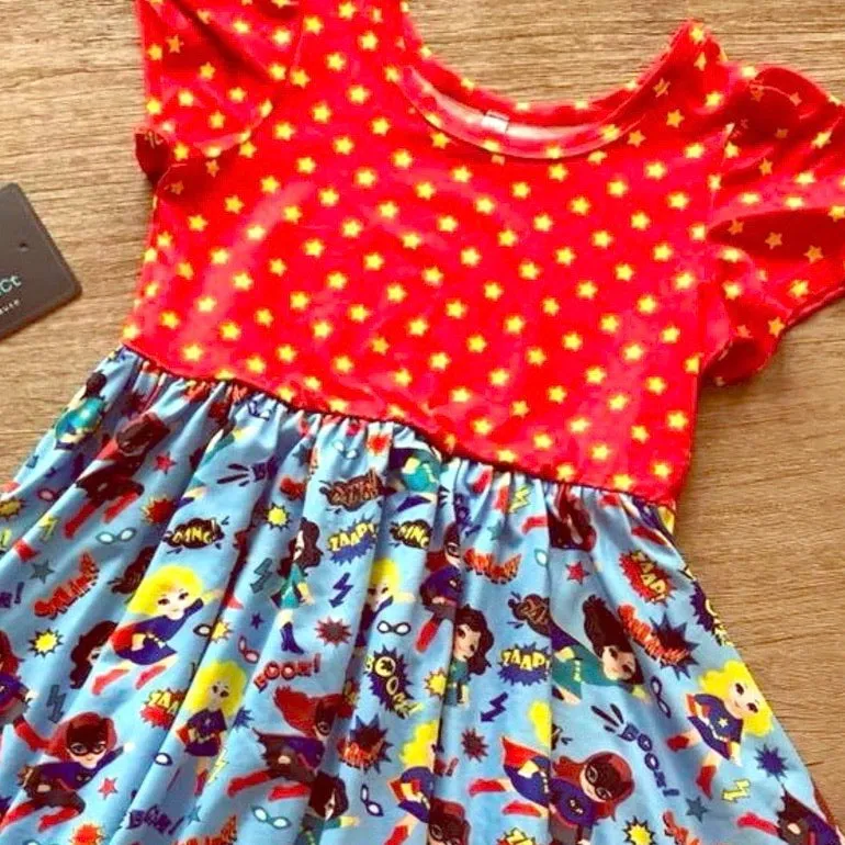 Twirl Dress Super Girl Red, Size 3/4