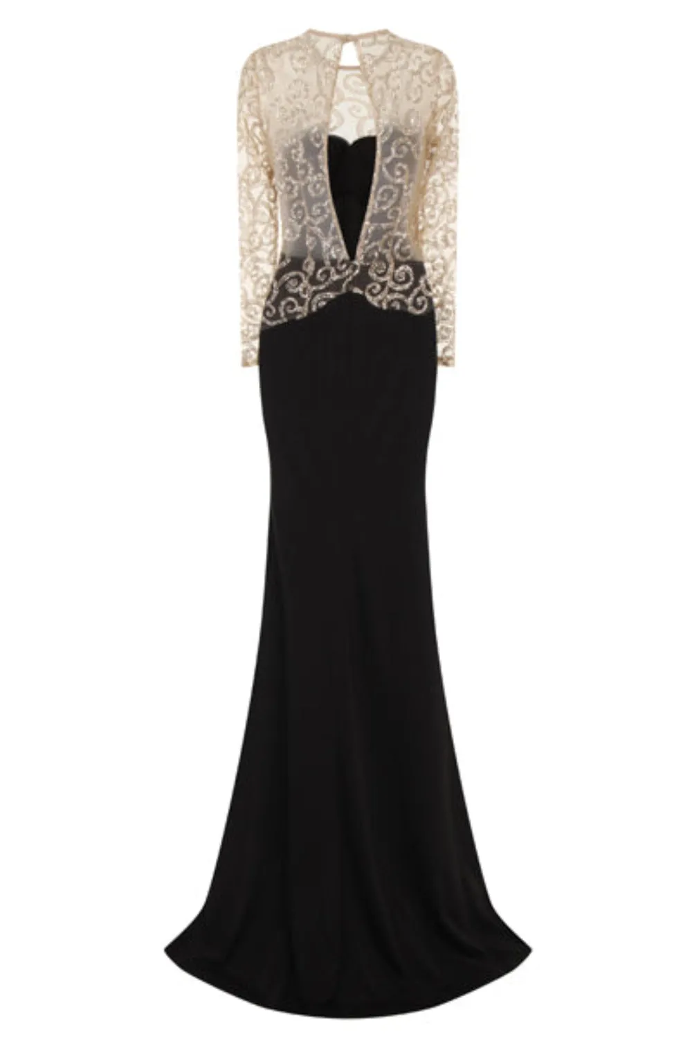 Vanity Sparkle Black Slinky Fishtail Maxi Dress