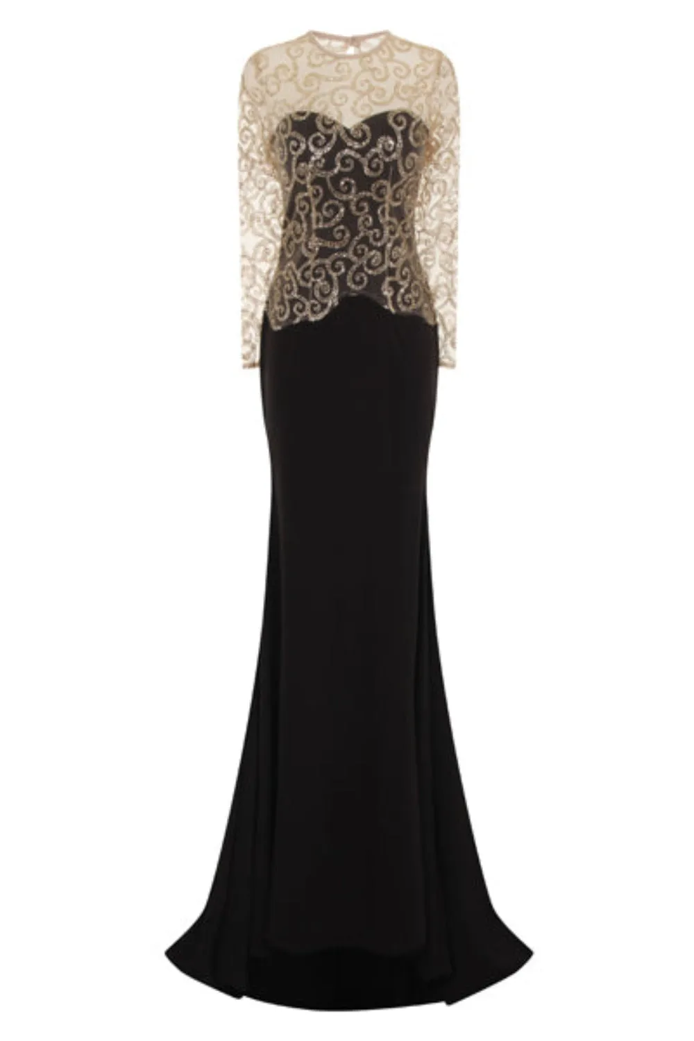 Vanity Sparkle Black Slinky Fishtail Maxi Dress