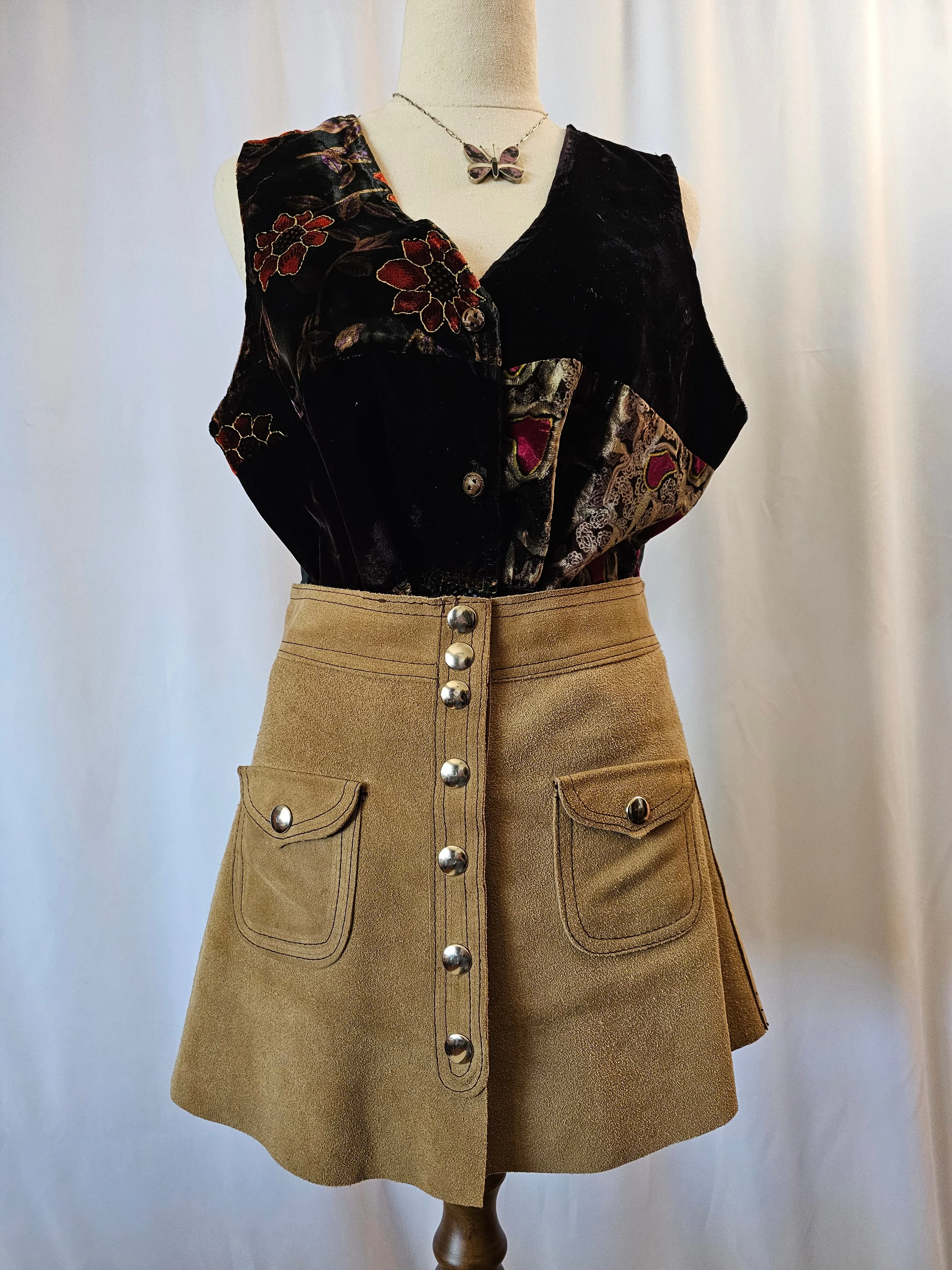 VIntage Suede 70s skirt s