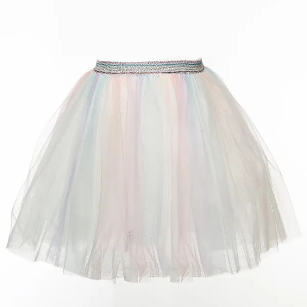 Wild Berry Elastic Waist Ombre Tulle Middi Skirt