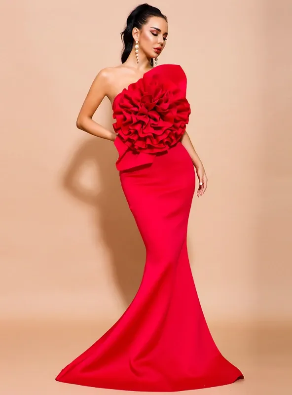 WOMEN BREASTLESS FISHTAIL SKIRT EVENING DRESS