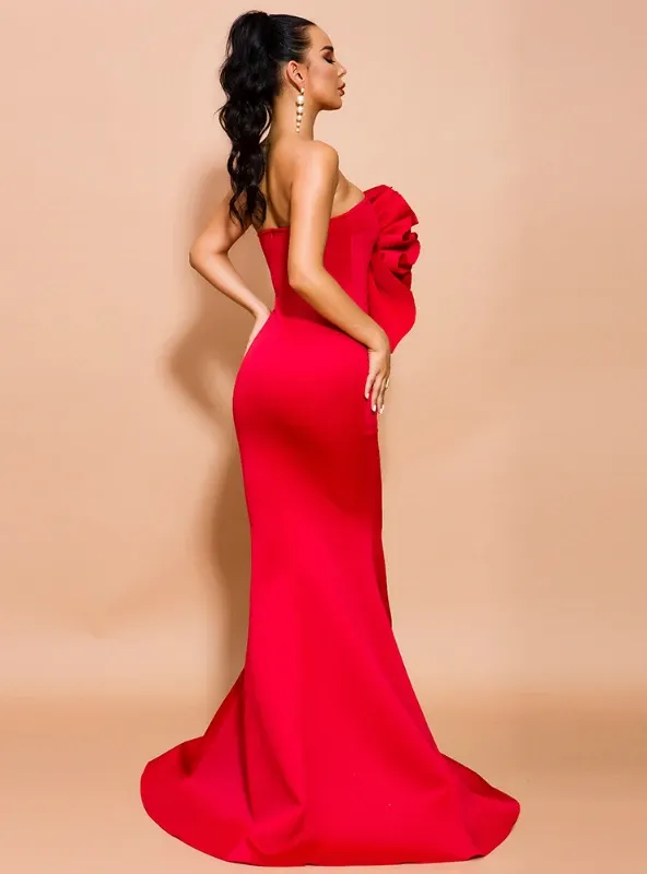 WOMEN BREASTLESS FISHTAIL SKIRT EVENING DRESS